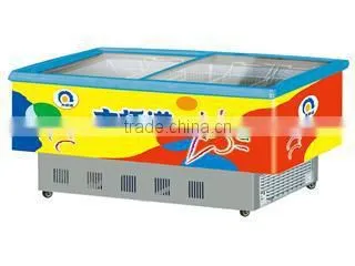 all Kinds Curved Double Door Ice Cream Showcase Freezer