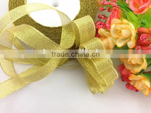 Manufacturer wholesale different size packing decoration Gold and Silver Colored Metallic Ribbon