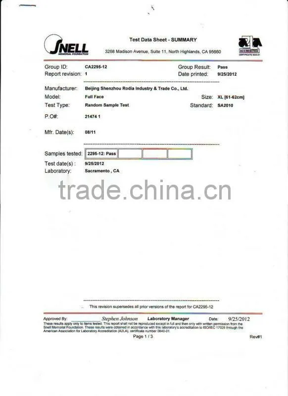 2013 Hot Sale helmet for F1 racing SNELL SAH2010 FIA8858 -2010 standard