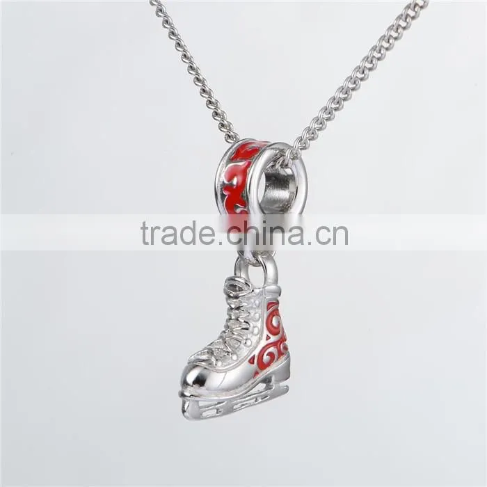Custom Silver Beads Skate Shoe Charms Jewelry Wholesale