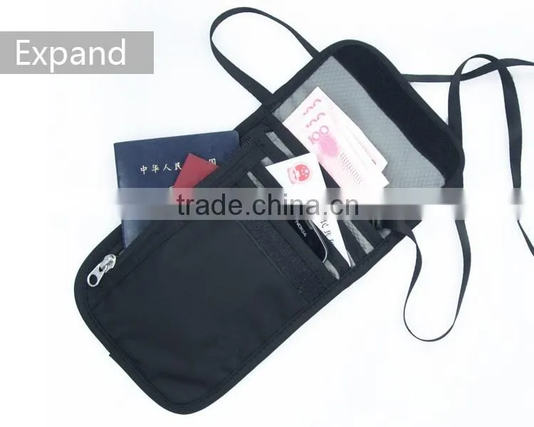 Lady fashion travel rfid neck wallet