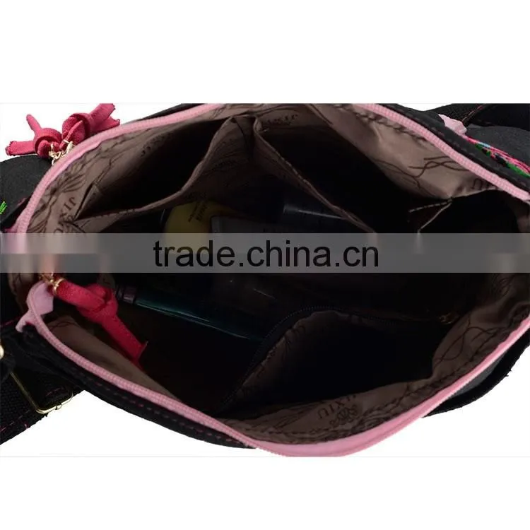 New fashion peony flower embroidery shoulder bag/messenger bag canvas Shoulder Bag For women