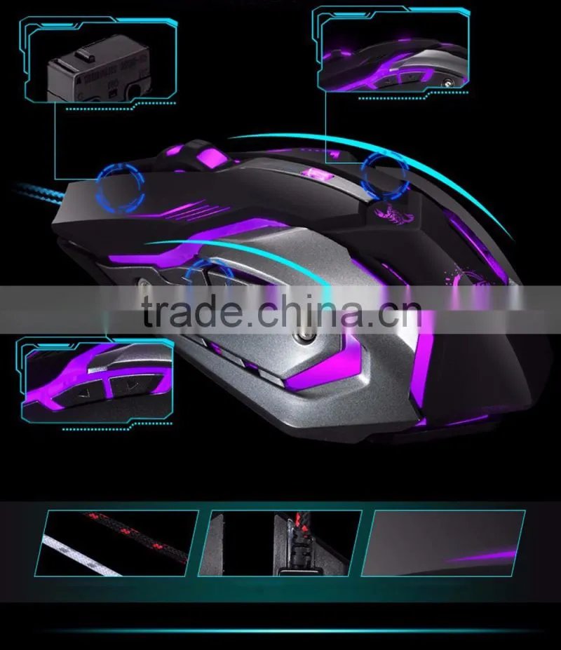 USB Wired Gaming Mouse with Macro Definition Function 4 Colors Breathing Variable Lighting