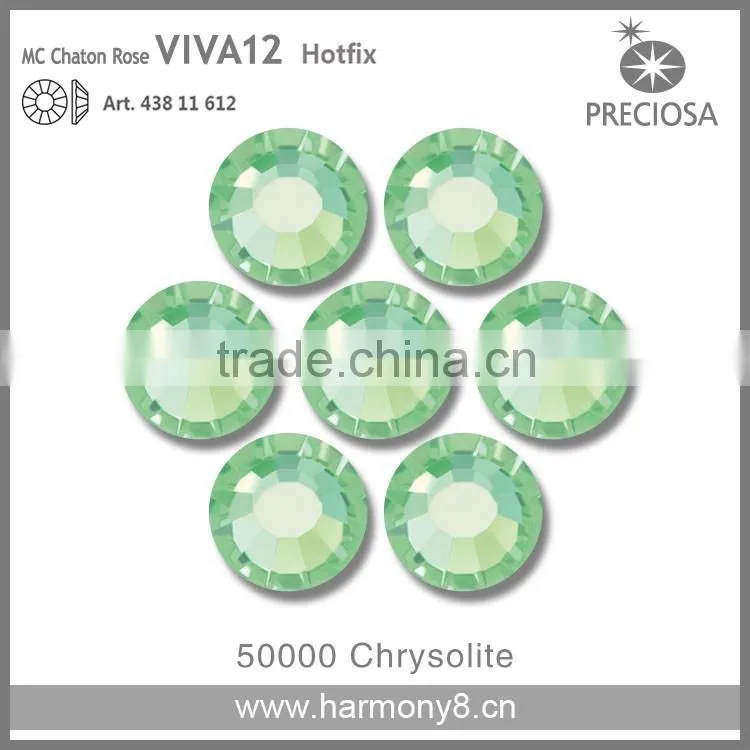 PRECIOSA Flat Back Hot Fix Rhinestones, Chrysolite MC Chaton Rose VIVA12