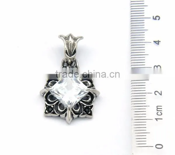 Classic Mens Antique Stainless Steel Religious Charm Diamond Jewelry Black Cross Pendant Necklace