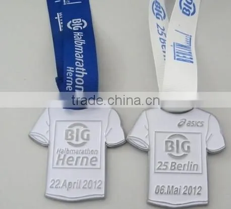 sports medal with ribbon, Silver medal, swimming medal, medal with lanyard