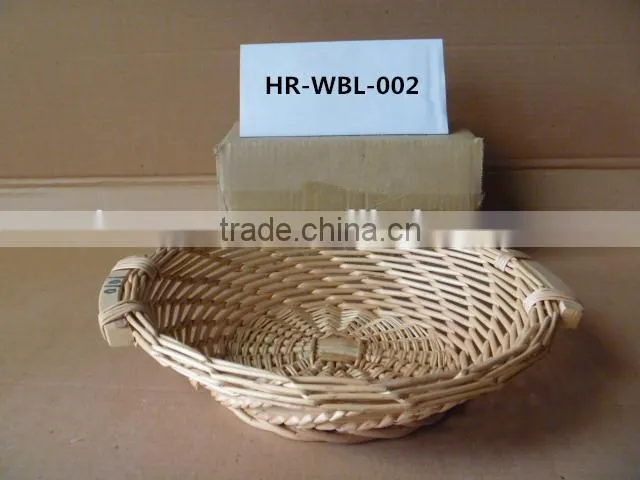 handmade willow handled fruit basket with round or rectangular shape