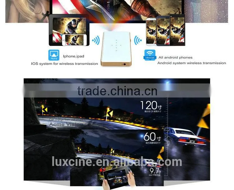 The Best Selling Mini Projector / Beam Projector for Smart Phone / Mini LED Video Projector C9 With 5000mAh Built-in Battery