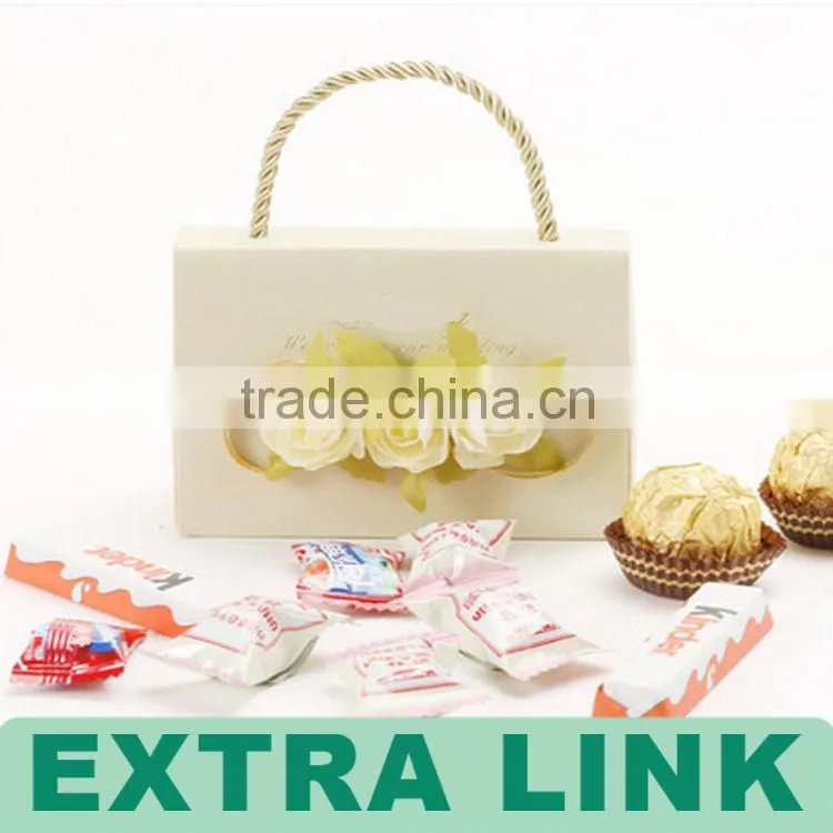 Good quality wedding 300g art card paper box packaging for candy with handle