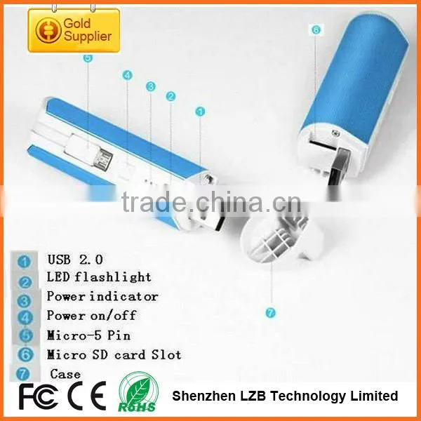 2200mAh portable li-ion mobile power bank with TF card reader, Multifunction 2000 mAh power bank