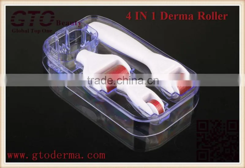 GTO Micro Needle Stainless Steel 300/720/1200 Needles 4 in 1Derma Roller with Desinfection Tank