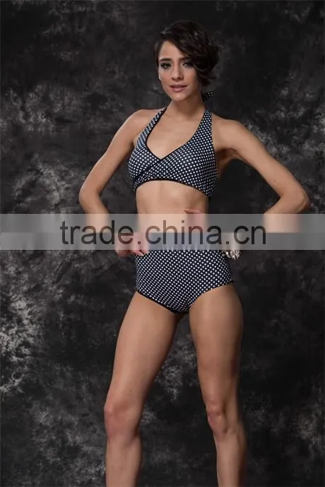 2015 new arrival retro high waisted bikini