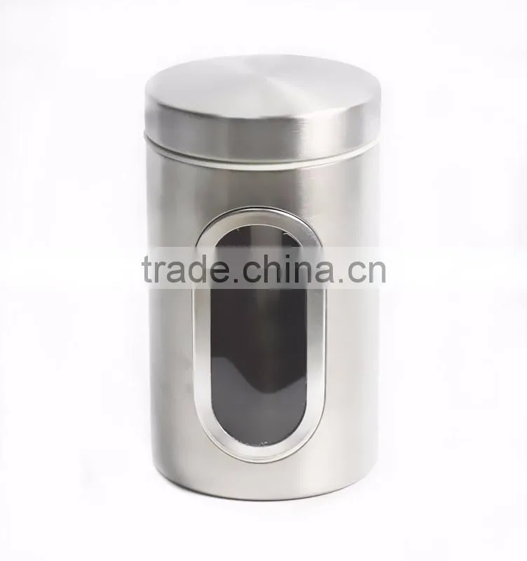 3 Pieces Food Storage Stainless Steel Canister Set With Window Show