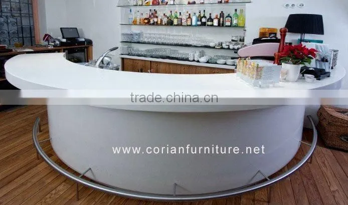 Custom sized solid surface bar counter