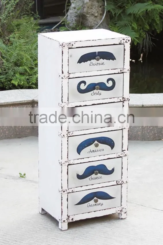 2015 new design antique white wooden cabinet goatee for home decoration
