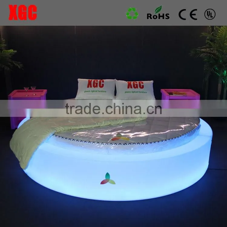 New design luxury Circle shape hotel bed with LED lighting