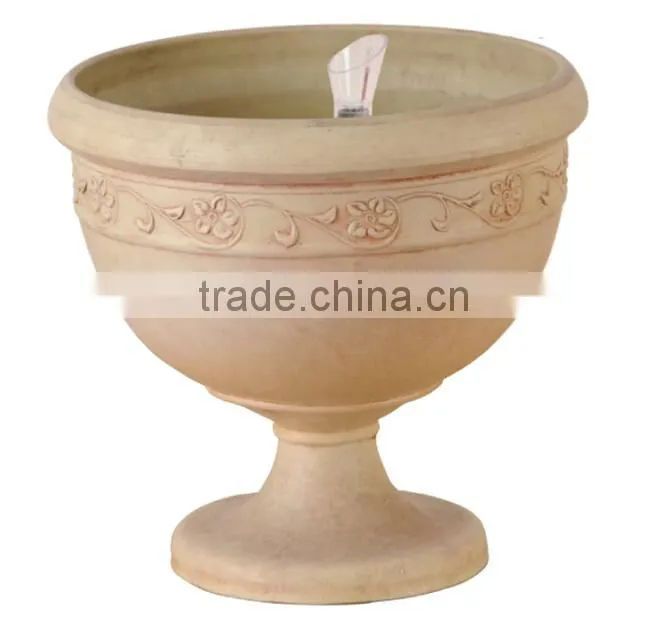 Round Marble Look Flower Pots with Pedestal