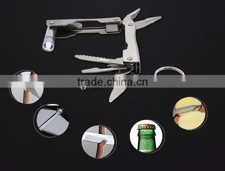 Special gift for men stainless steel LED portable folding mini multi tool pliers