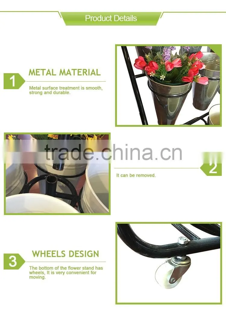 Home flower stands with metal vases