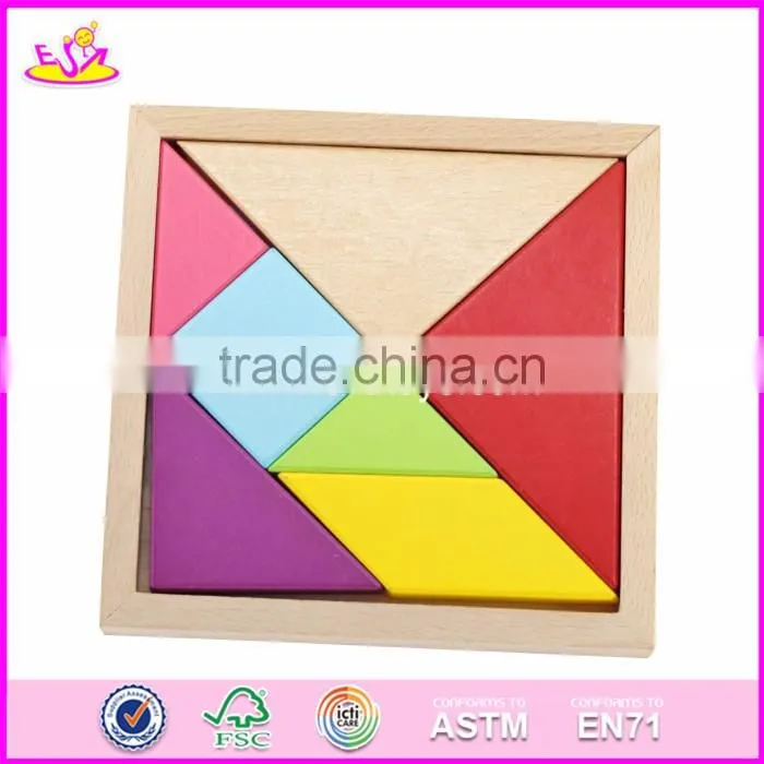 2017 New design kids creative mind puzzles wooden tangram shapes W11D006