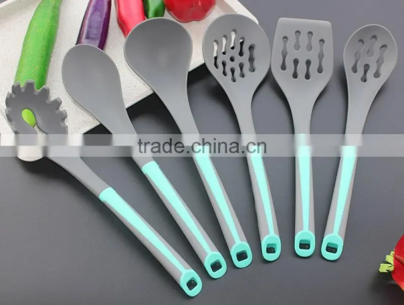 CK-3124 High quality non-stick 6pcs gadget silicone kitchen cooking tools set nylon kitchen utensil set with PP handle