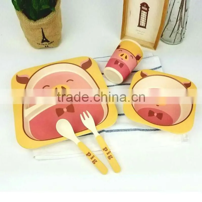 Eco-Friendly Bamboo Fiber Kids Dinner Plate Set 5-pieces