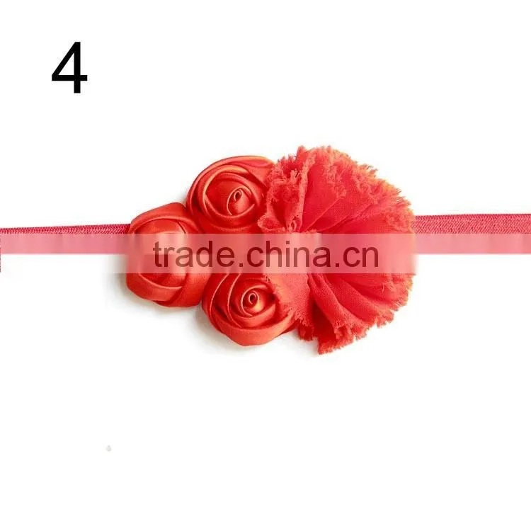 handmade satin rose flower headband for kids hair accessories