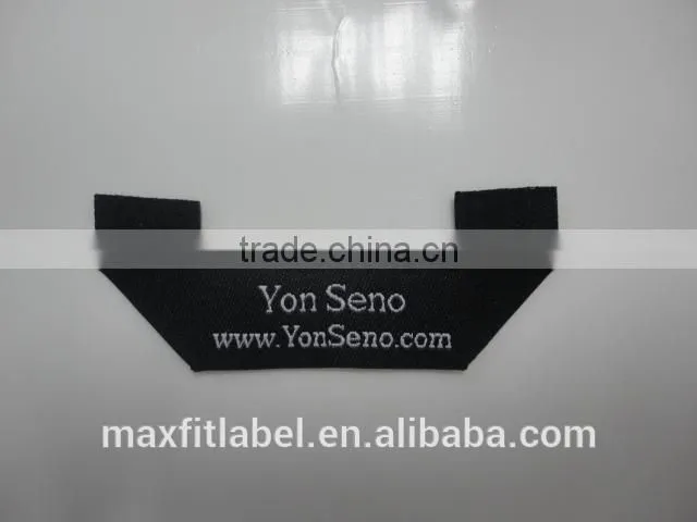 High quality custom mitre fold main woven label for clothing