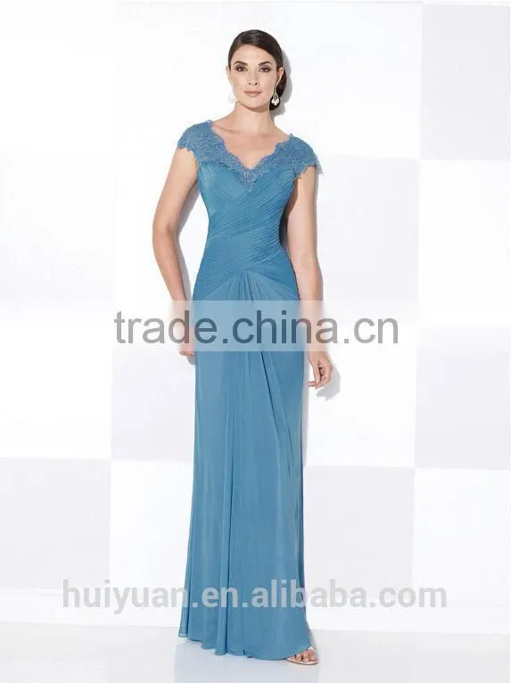 elegant chiffon lace cap sleeve deep v neck mother dress prom dress patterns