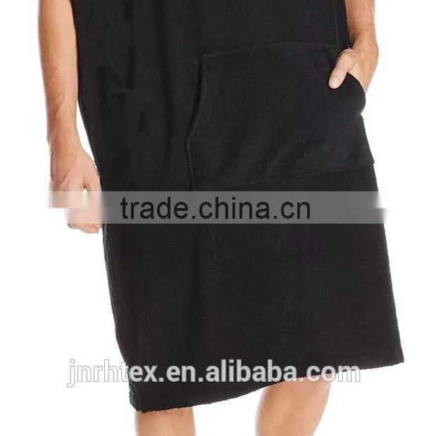 100 percent cotton black terry hooded poncho towels for adults