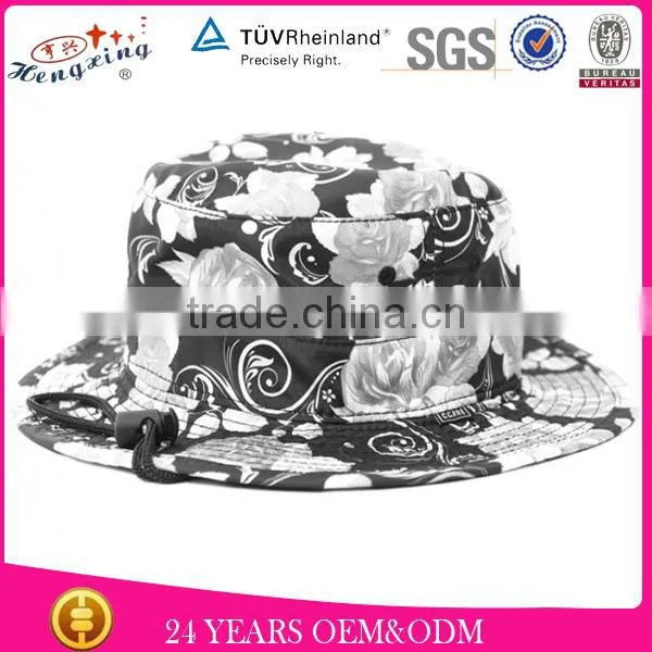 Adjustable Size Custom Tweed Floral Bucket Hat For Wholesale