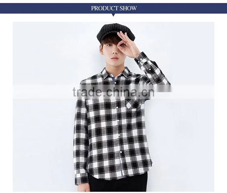 2015 New Fancy One Pocket Men Casual Check Fannel Leisure Shirt