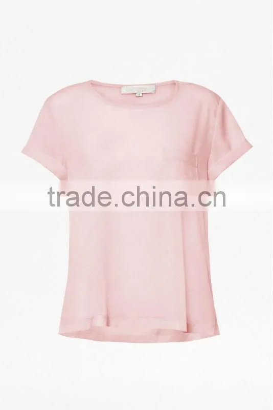 Ladies 100% Cotton Jersey with Patch Pocket