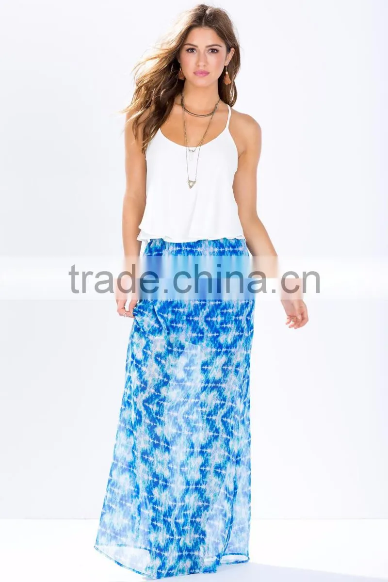 Sexy beach wear tie-dye print maxi skirt chiffon belly dance arabic sexy dance long skirt 2015