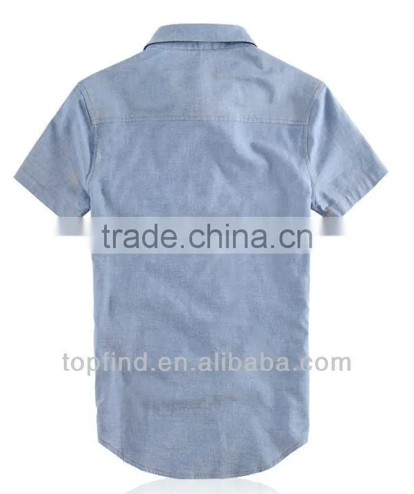 Fancy double pocket short Sleeve Oxford Men Shirt