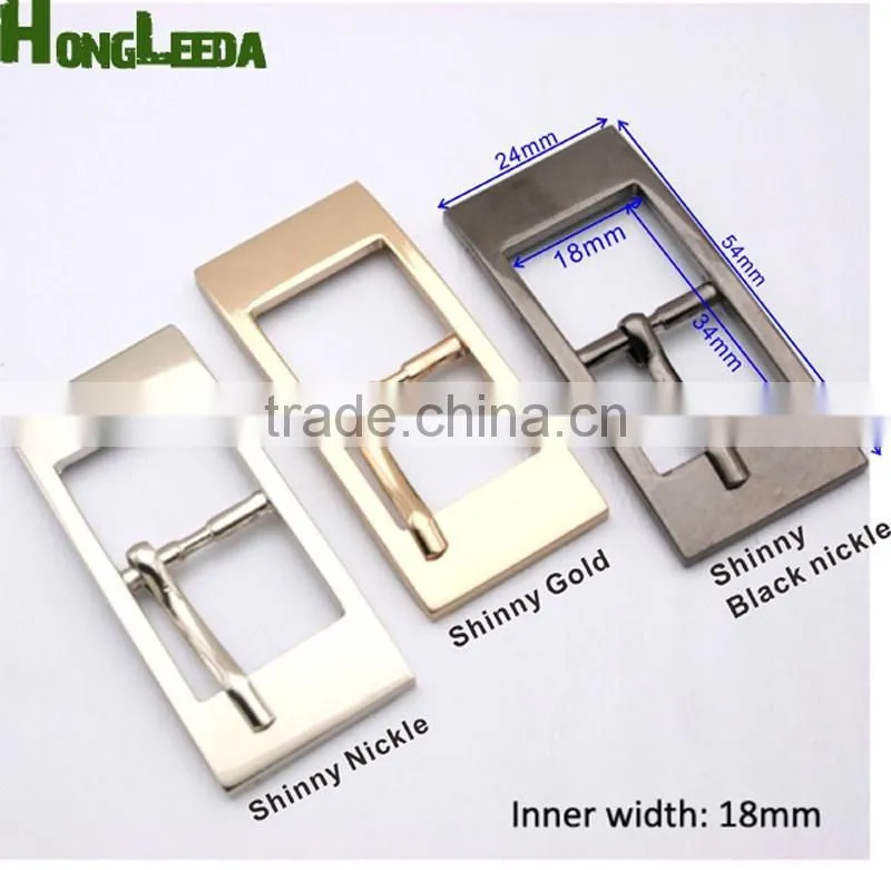 18mm metal alloy belt pin buckle rectangle buckle shinny nickle black gold bag belt accessories BK-027