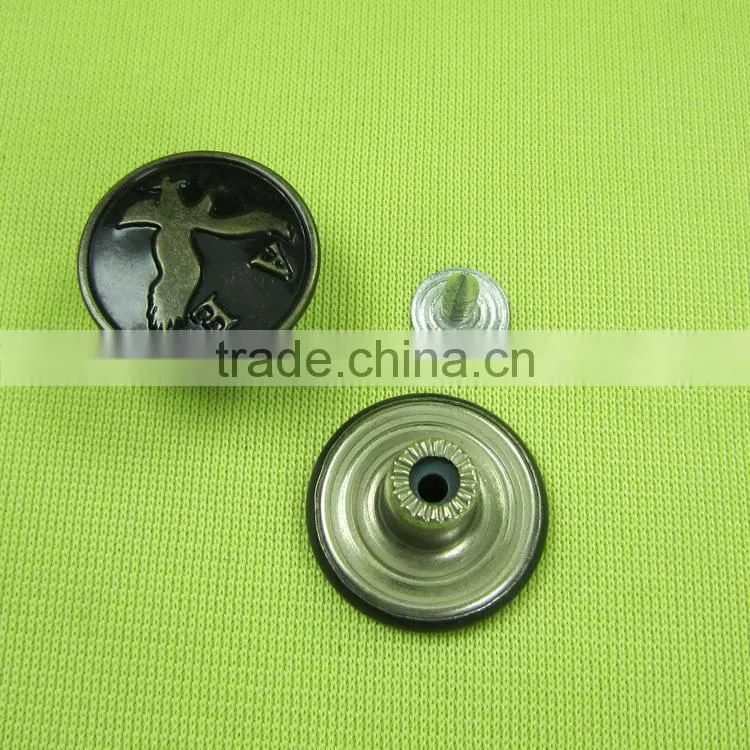 Classic antique shank button 17mm custom logo denim metal tack button for jeans