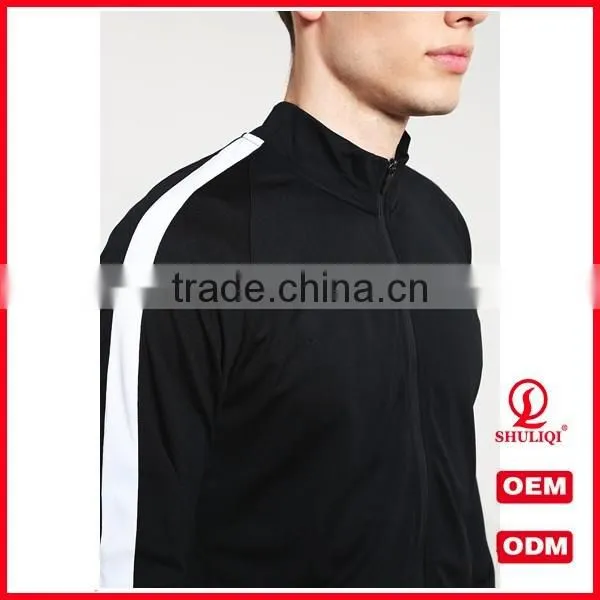 shuliqi factory custom gym skinny tracksuit wholesale men sports plain cotton tracksuit in black