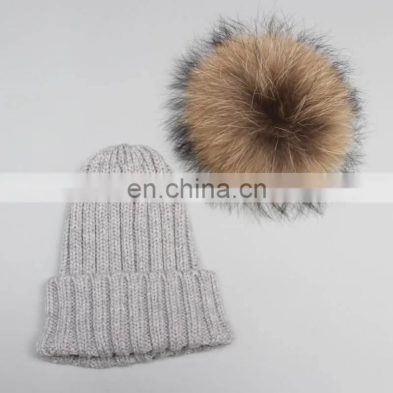plain winter knitted hat with pom pom ,children kid knitting cap