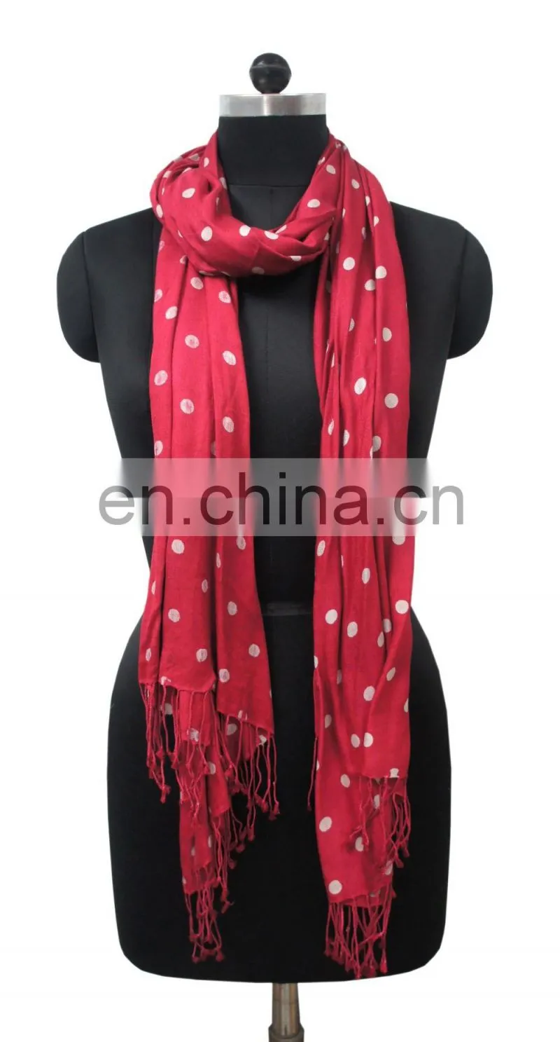 Silk printed shawl with polka dot