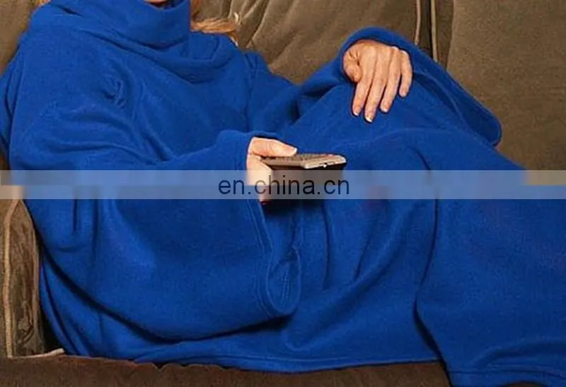 Winter Warm Woven Fleece Adults Kids TV Blanket With Sleeves