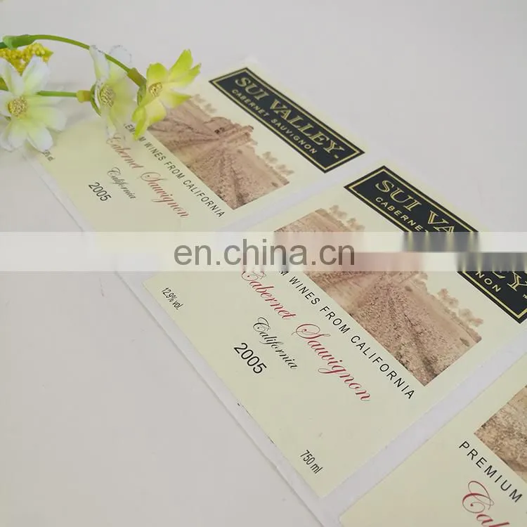 Cheap adhesive label sticker custom premium wine sticker label printing
