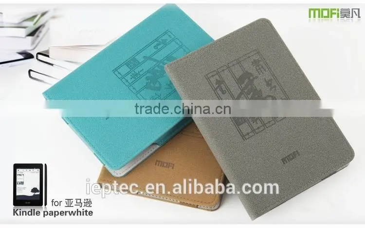 MOFi Wholesale Waterproof Leather Flip Case Cover for Amazon Kindle Paperwhite