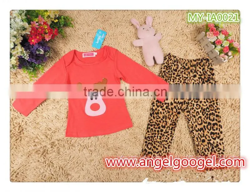 2015 new arrival infant christmas pijamas ,kids 100% cotton pyjamas ,animal kids red deer pajamas MY-IA0021
