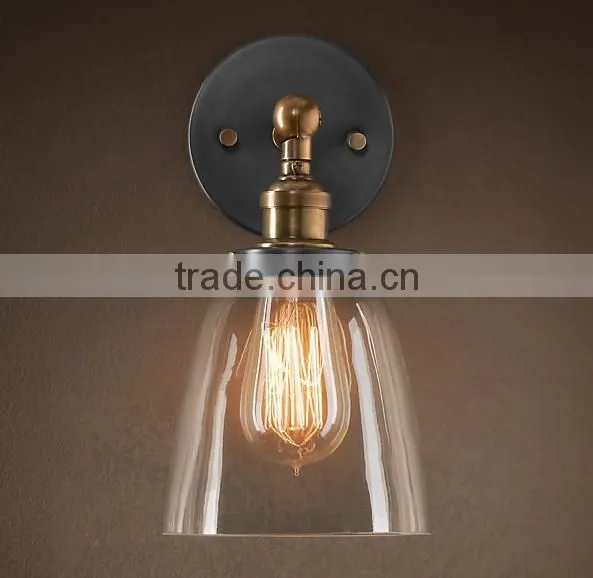 Antique Vintage Style Glass Shade Bell Sconce Wall Lamp