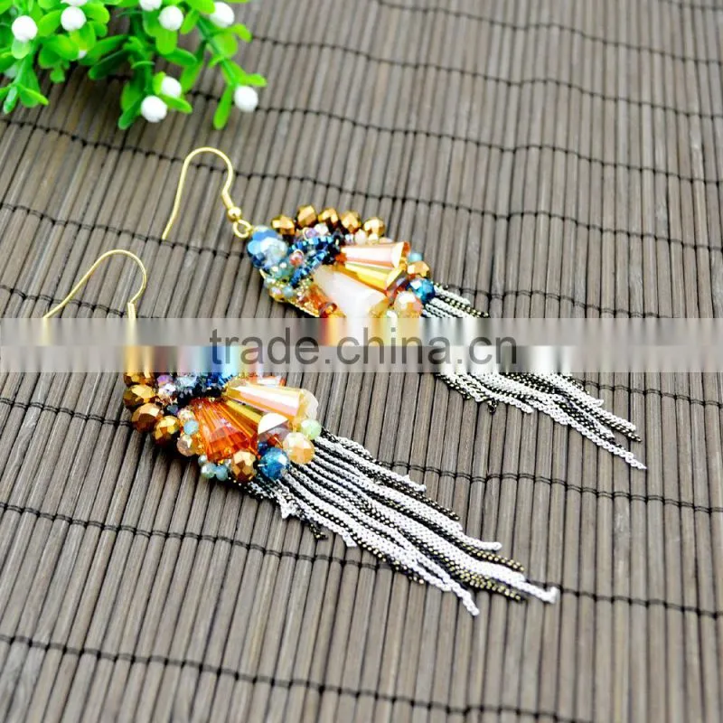 Fashion earings for women 2015 crystal beads earring large tassel earring jewelry