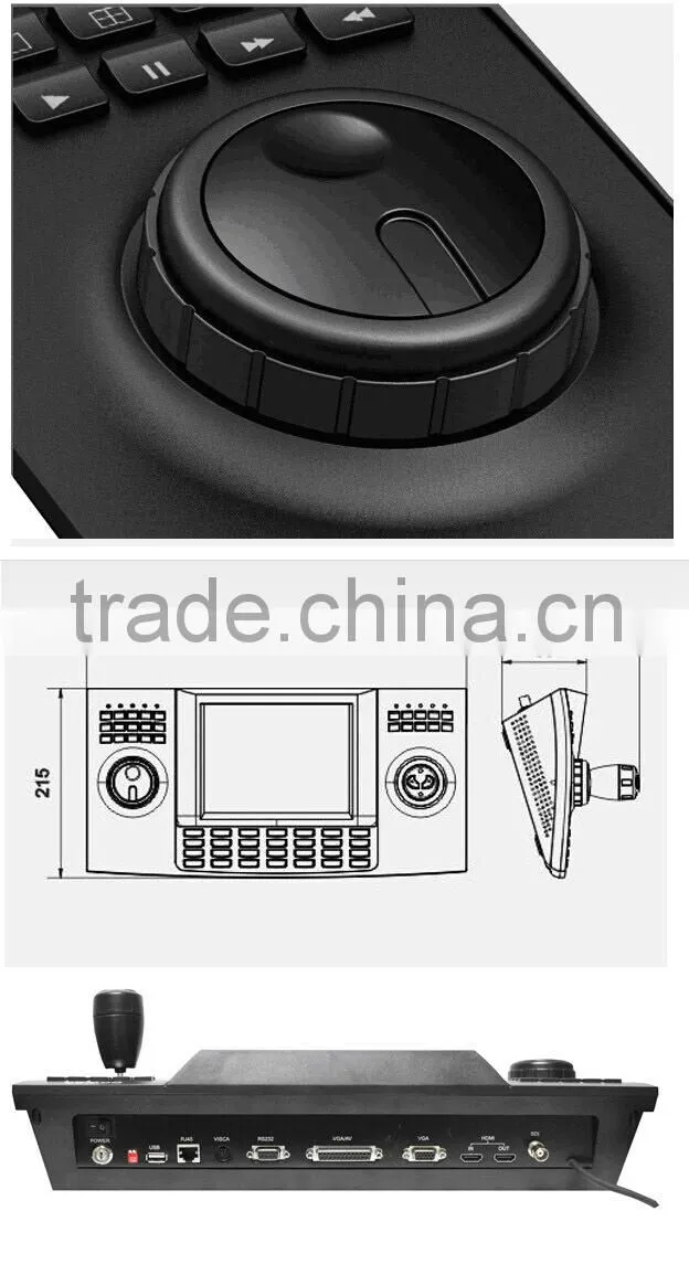 Electronic Pelco Joystick with keyboard 8 inch LCD PTZ Controller VGA Input Joystick