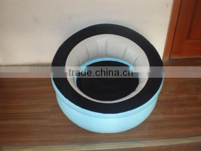 PVC inflatable flocked single sofa/inflatable round single flocking sofa