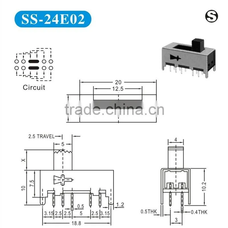 competitive price 2p4t vertical slide switches
