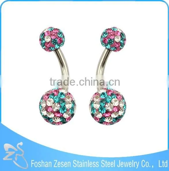 Custom-made stainless steel navel piercing cheap wholesale gem balls glue navel rings